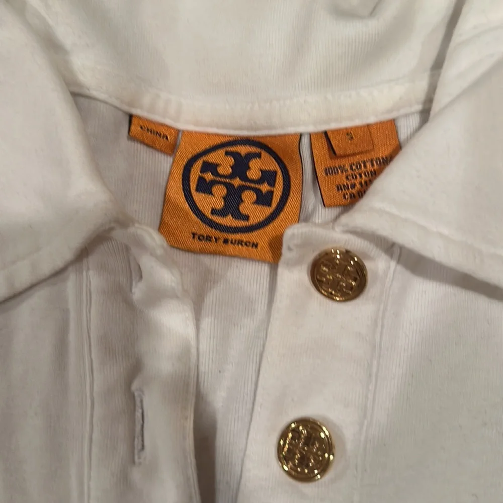 Tory Burch white button tee size small